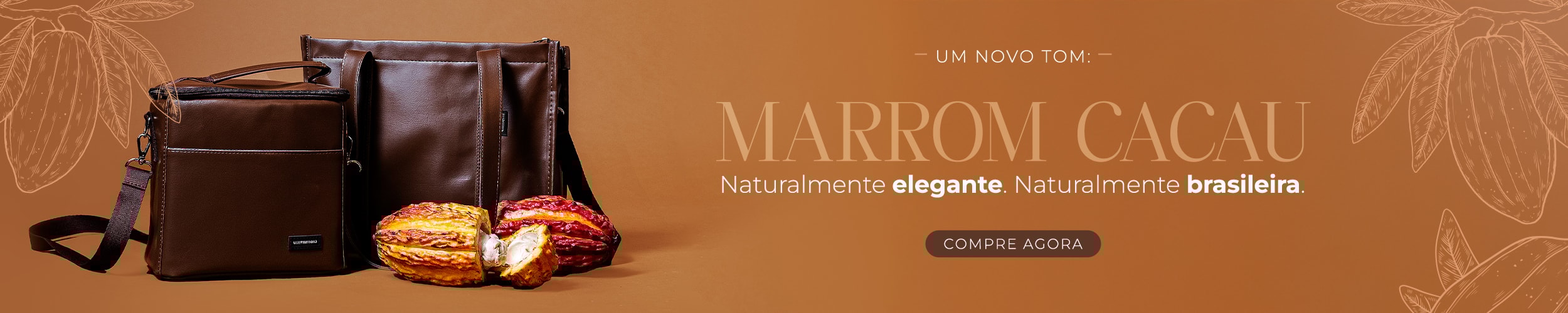 chegaram novidades incríveis na mimeria, vem conferir bolsas, acessórios e térmicas na cor tendência brasileira marrom cacau