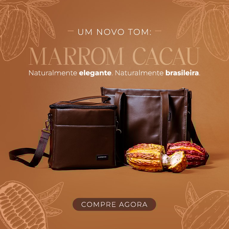 chegaram novidades incríveis na mimeria, vem conferir bolsas, acessórios e térmicas na cor tendência brasileira marrom cacau
