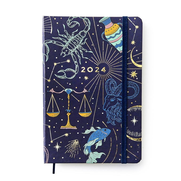 Agenda 2024 Planner Semanal Astral Cartas do Zodíaco Azul Média