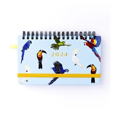 Agenda 2024 Planner Wire-o Semanal Office Pássaros Espécies Azul Mini