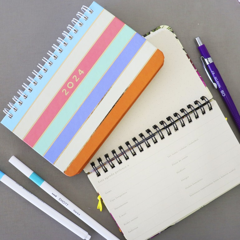 Agenda 2024 Planner Wire-o Semanal Office Pastel Block Sport Listras Mini