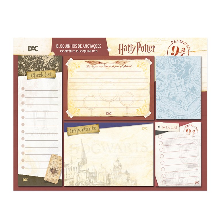 Bloquinhos de Anotações Harry Potter 5 Unidades