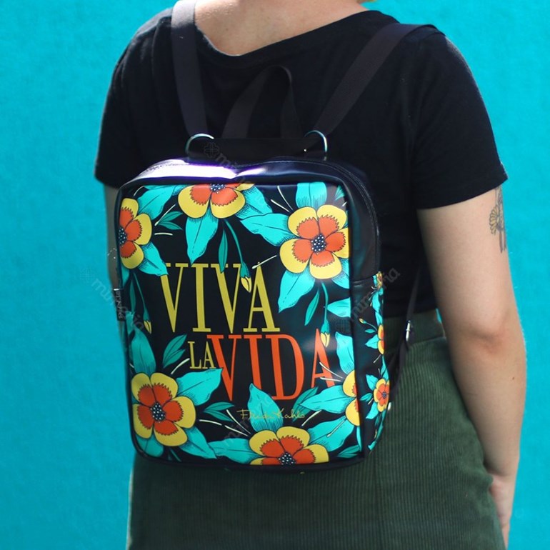 Bolsa Mochila Estampada Frida Kahlo Viva La Vida