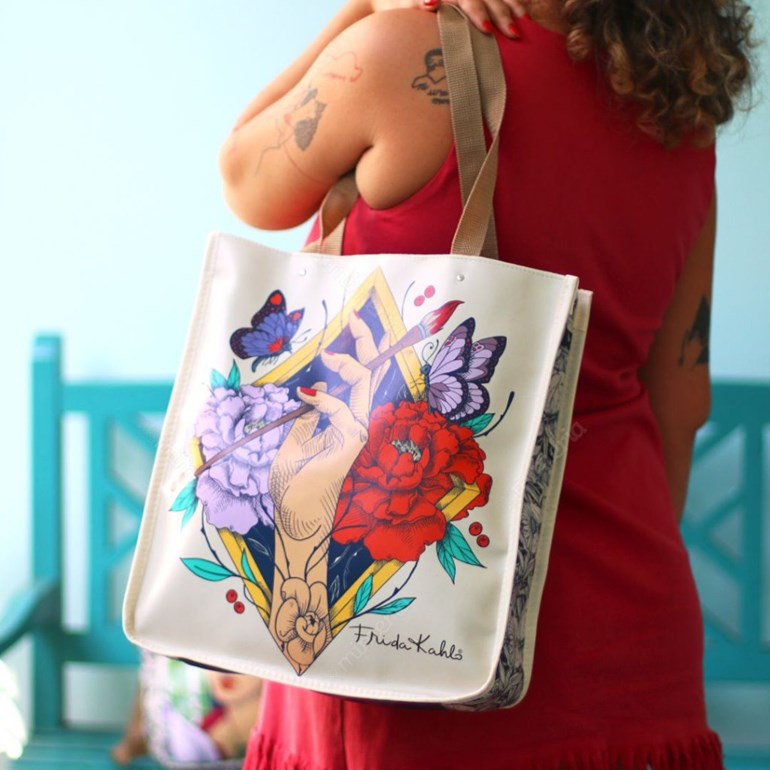Bolsa Sacola Bag Frida Kahlo Cacto e Flor