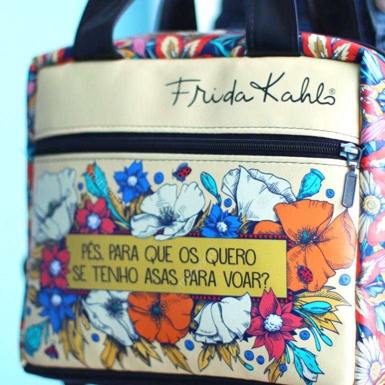 Bolsa Térmica Média com Bolso Frida Kahlo Pés para Que os Quero