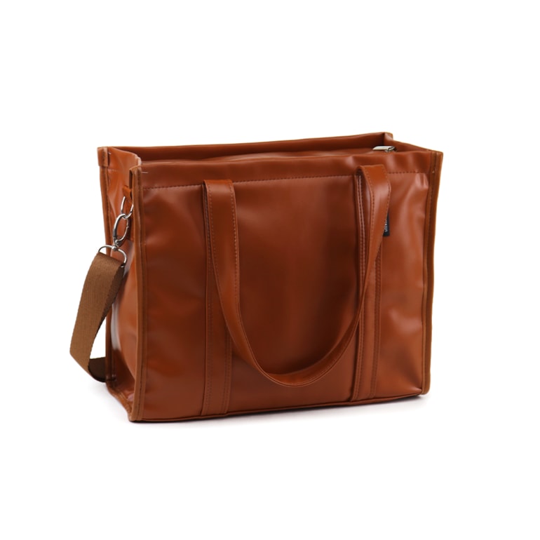 Bolsa Tote Midi com Alça Caramelo