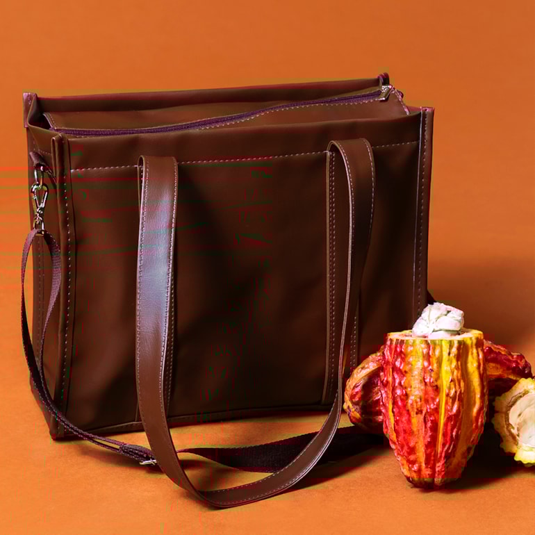 Bolsa Tote Midi com Alça Marrom Cacau