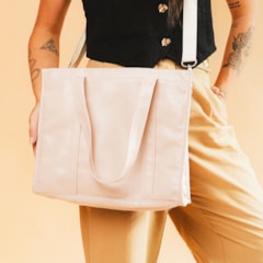 Bolsa Tote Midi com Alça Nude