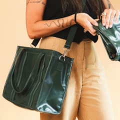 Bolsa Tote Midi com Alça Verde Oliva