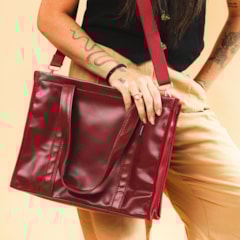 Bolsa Tote Midi com Alça Vermelho Cereja
