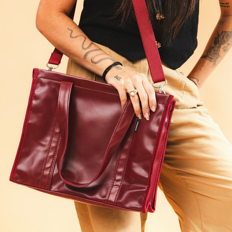 Bolsa Tote Midi com Alça Vermelho Cereja