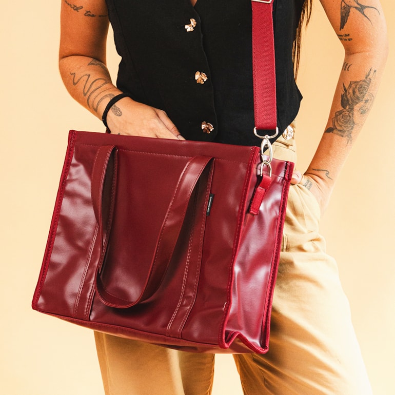 Bolsa Tote Midi com Alça Vermelho Cereja