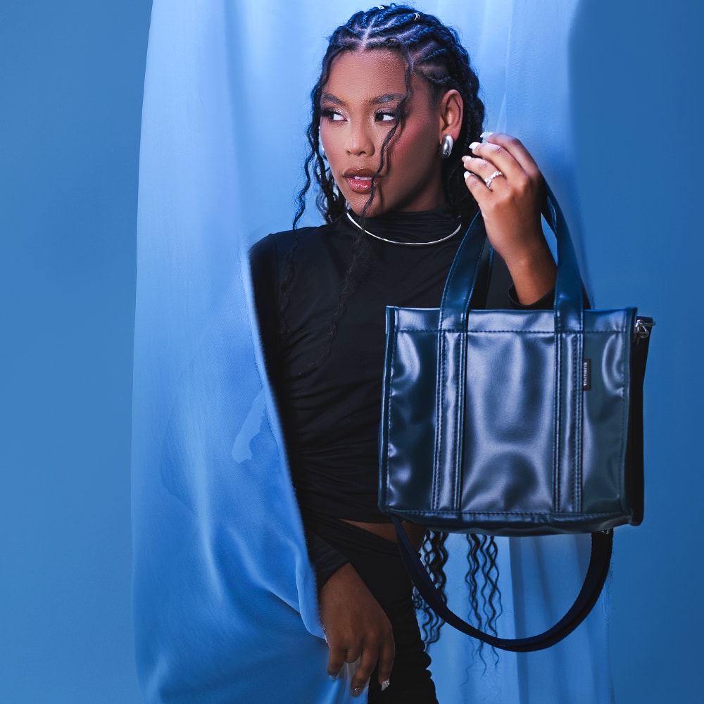 Bolsa Tote Mini com Alça Azul Atlântico