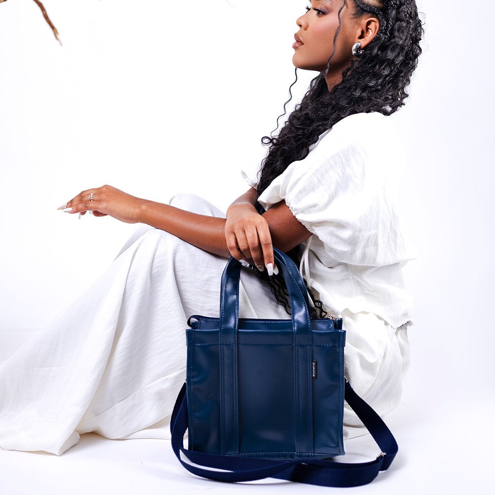 Bolsa Tote Mini com Alça Azul Atlântico