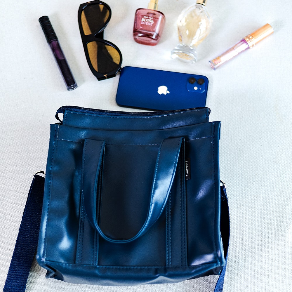 Bolsa Tote Mini com Alça Azul Atlântico