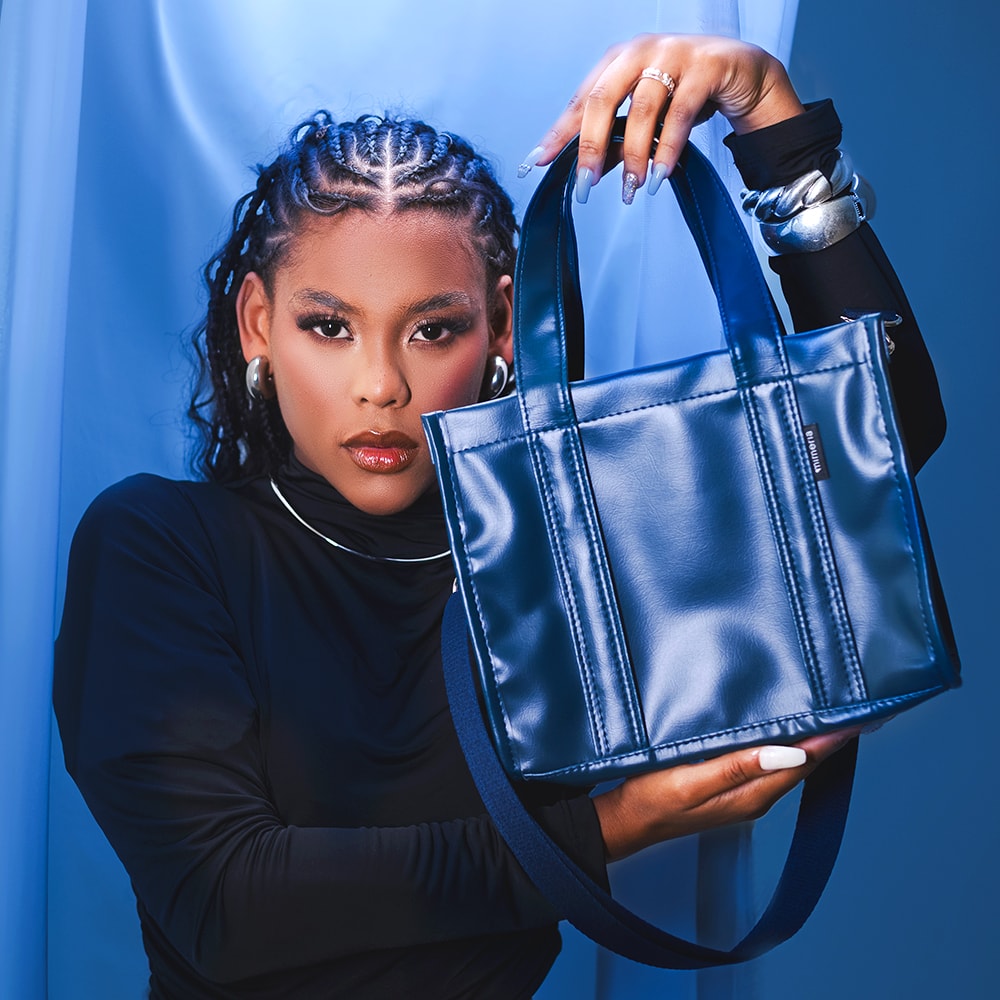 Bolsa Tote Mini com Alça Azul Atlântico