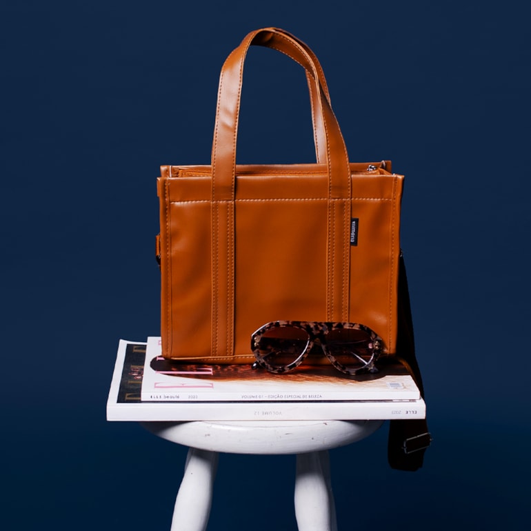 Bolsa Tote Mini com Alça Caramelo