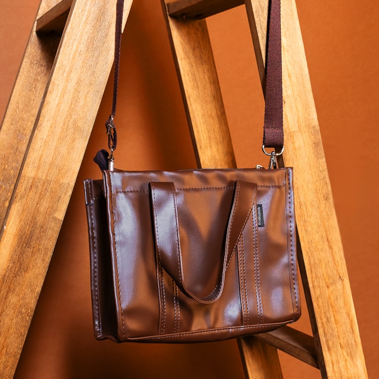 Bolsa Tote Mini com Alça Marrom Cacau