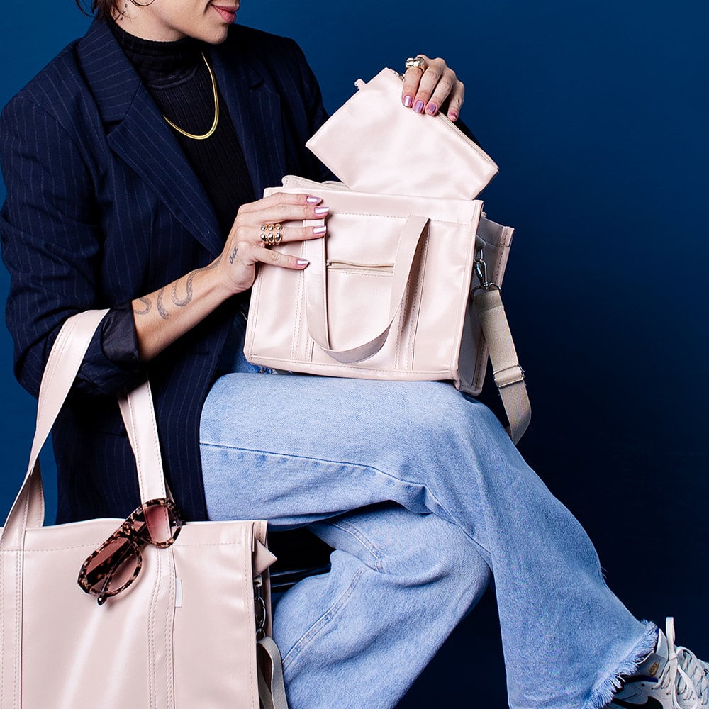 Bolsa Tote Mini com Alça Nude