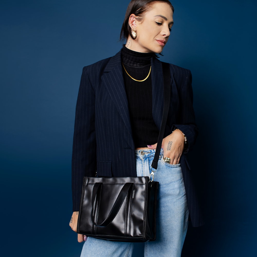 Bolsa Tote Mini com Alça Preta