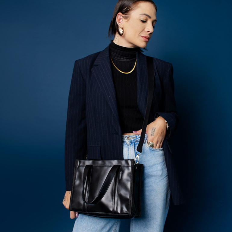 Bolsa Tote Mini com Alça Preta
