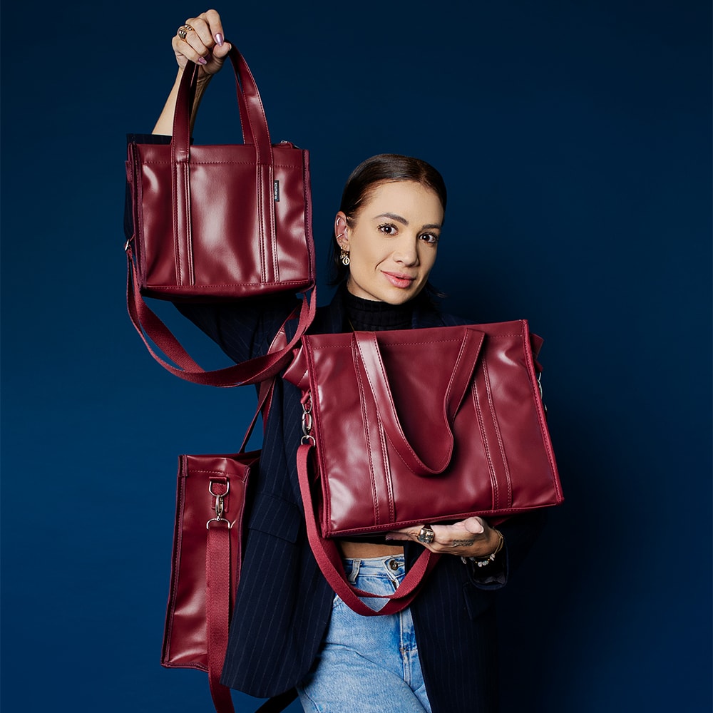 Bolsa Tote Mini com Alça Vermelho Cereja