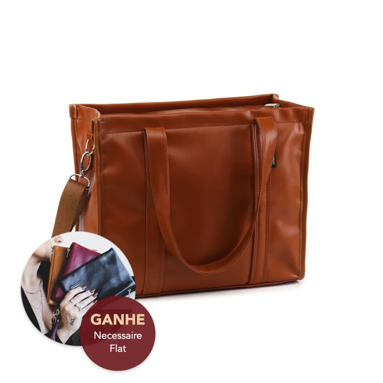 Bolsa Tote Pro Midi com Alça Caramelo