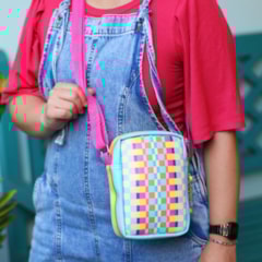 Bolsa Transversal Shoulder Bag Bem Me Quero Quadriculado