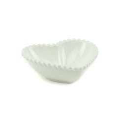 Bowl de Cerâmica Coração Bolinhas Branco Médio