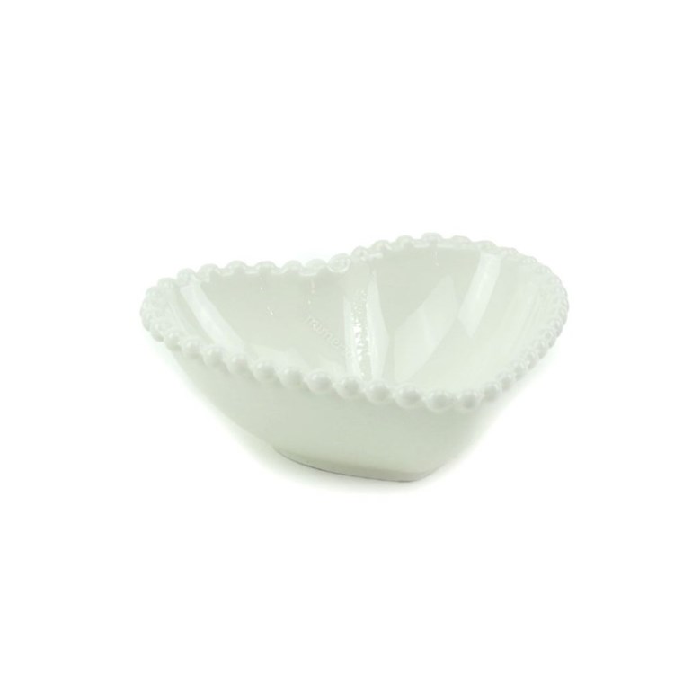 Bowl de Cerâmica Coração Bolinhas Branco Pequeno