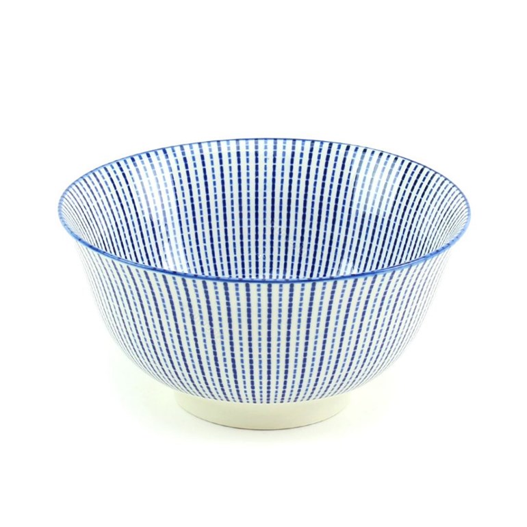 Bowl de Cerâmica Estampado Linhas Azul Grande