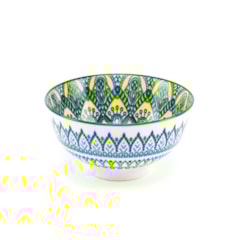 Bowl de Cerâmica Estampado Mandala Azul e Amarelo Pequeno
