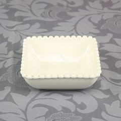 Bowl de Cerâmica Quadrado Bolinhas Branco