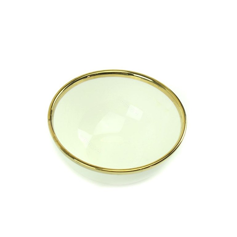 Bowl de Cerâmica Redondo Branco com Borda Dourada Pequeno