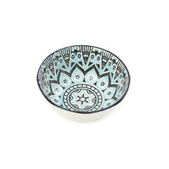 Bowl de Cerâmica Tribal Azul Claro e Marrom Pequeno