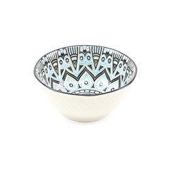 Bowl de Cerâmica Tribal Azul Claro e Marrom Pequeno