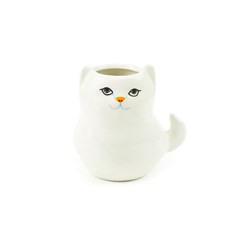 Cachepô de Porcelana Gato Branco