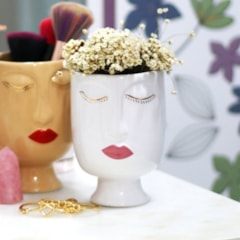 Cachepô em Porcelana Face Branco Pequeno