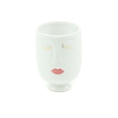 Cachepô em Porcelana Face Branco Pequeno
