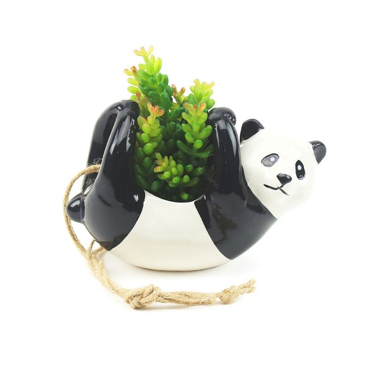 Cachepô em Porcelana Panda Pendurado