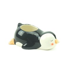 Cachepô em Porcelana Pinguim Deitado