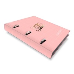 Caderno Argolado Fichário Rosa Quadriculado