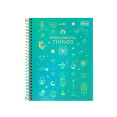 Caderno Colegial Doodles Magical Things Verde 80 Folhas
