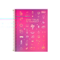 Caderno Colegial Doodles True To Yourself Rosa 80 Folhas