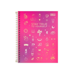 Caderno Colegial Doodles True To Yourself Rosa 80 Folhas