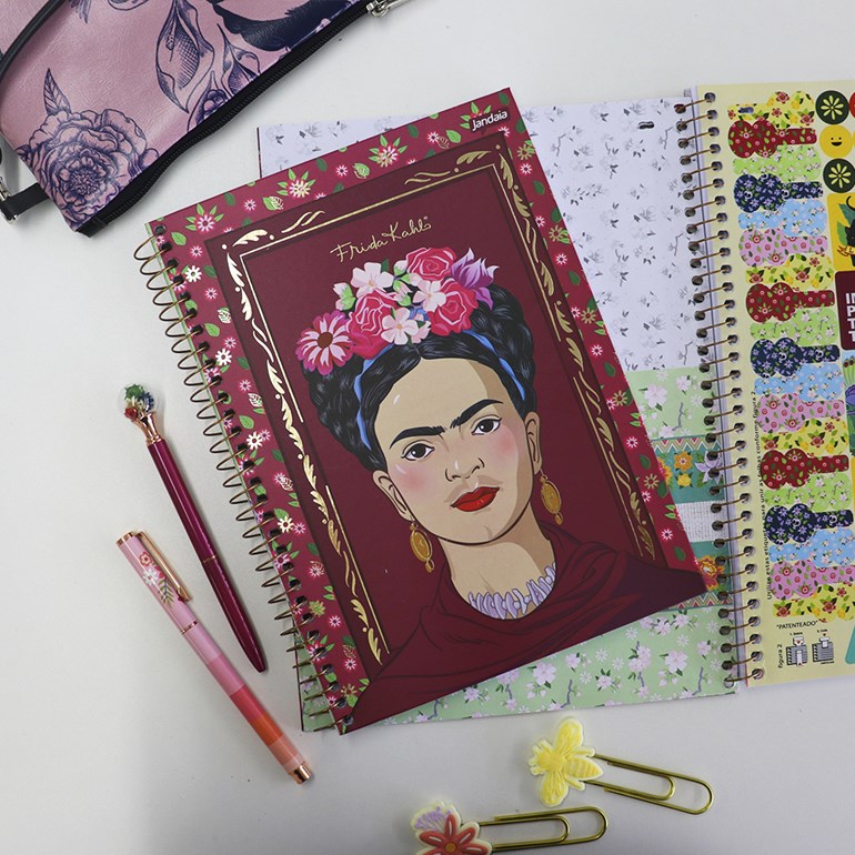 Caderno Colegial Frida Kahlo Moldura 80 Folhas
