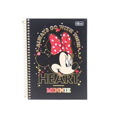Caderno Colegial Minnie Go With Your Heart Preto 80 Folhas