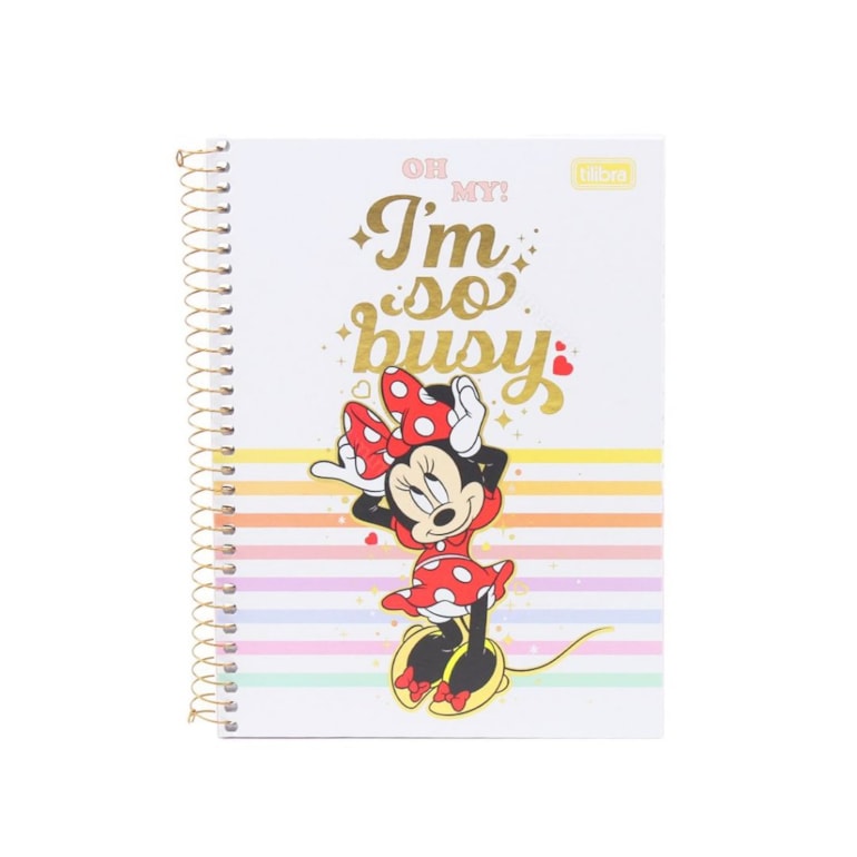 Caderno Colegial Minnie I'm So Busy Branco 80 Folhas