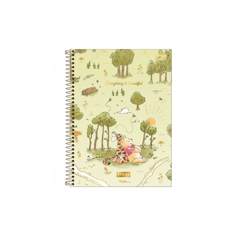 Caderno Colegial Pooh Verde 80 Folhas