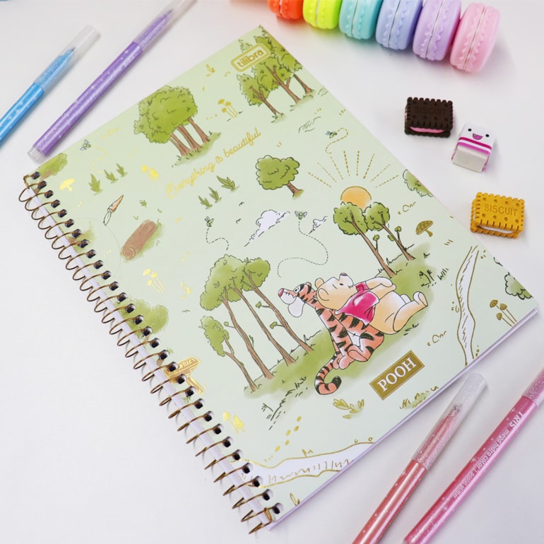 Caderno Colegial Pooh Verde 80 Folhas